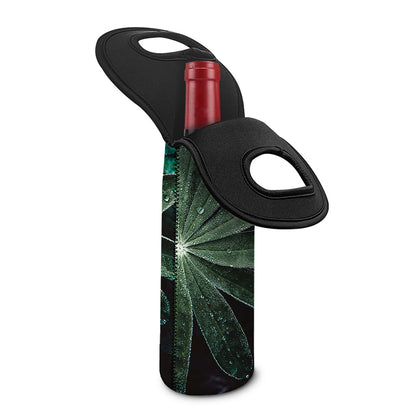 Fresh Tropical Leaf Print Single Neoprene Wine Tote