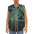 Fresh Tropical Leaf Print Sleeveless Baseball Jersey