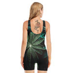 Fresh Tropical Leaf Print Sleeveless One Piece Swimsuit