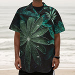 Fresh Tropical Leaf Print Textured Short Sleeve Shirt