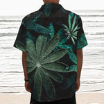 Fresh Tropical Leaf Print Textured Short Sleeve Shirt