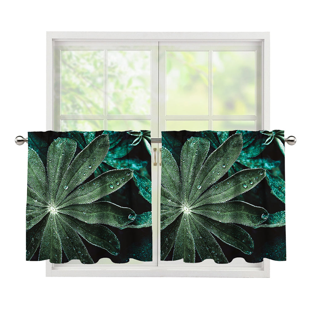 Fresh Tropical Leaf Print Tier Curtains