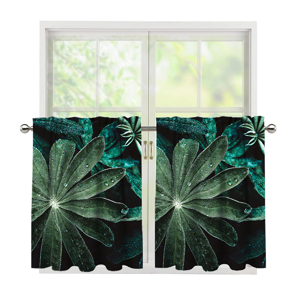 Fresh Tropical Leaf Print Tier Curtains