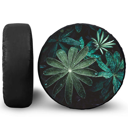 Fresh Tropical Leaf Print Tire Cover
