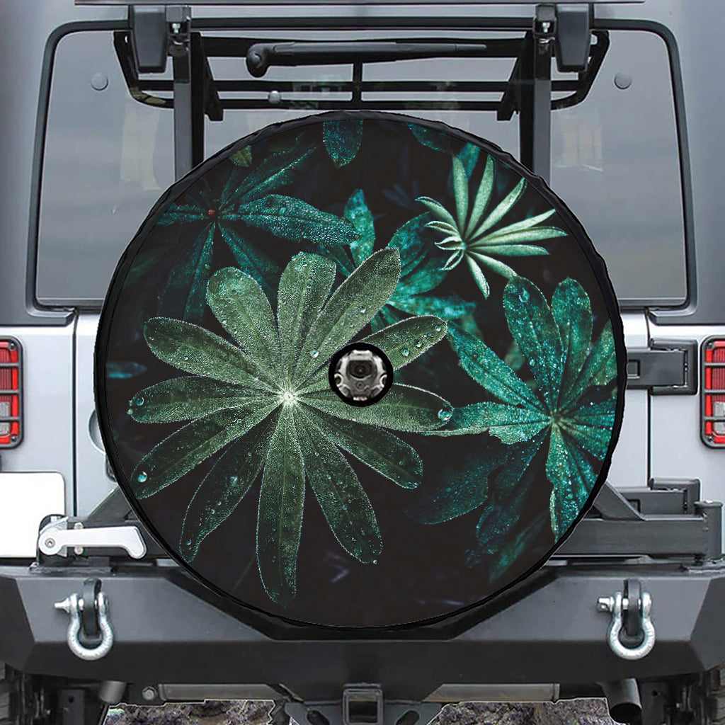 Fresh Tropical Leaf Print Tire Cover With Camera Hole