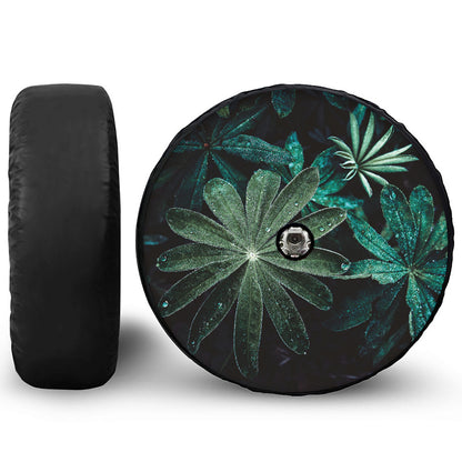 Fresh Tropical Leaf Print Tire Cover With Camera Hole