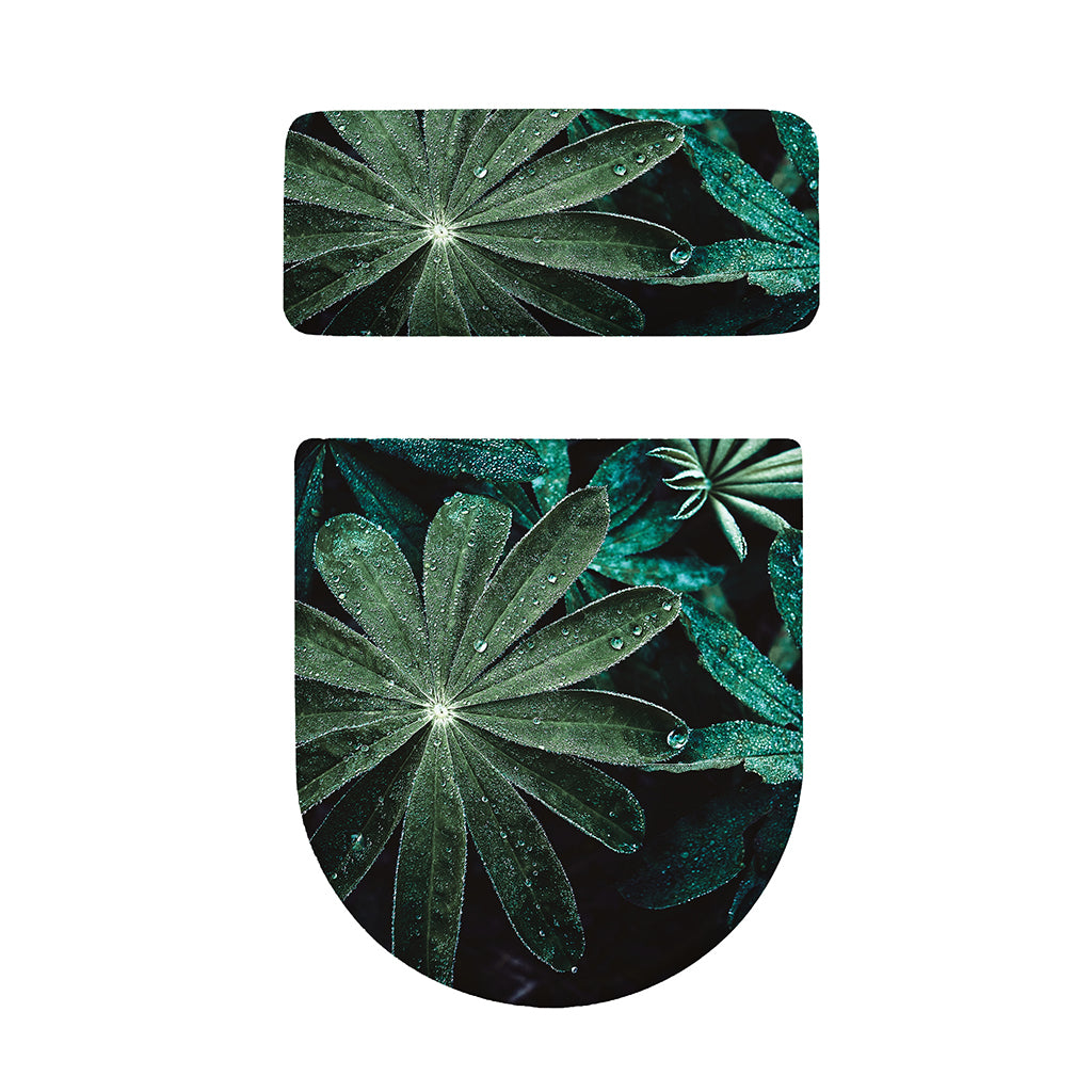 Fresh Tropical Leaf Print Toilet Lid And Tank Cover Set