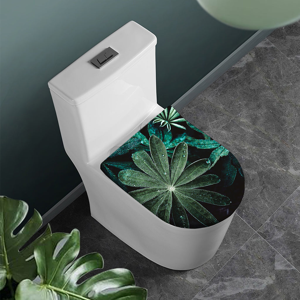 Fresh Tropical Leaf Print Toilet Lid Cover