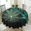 Fresh Tropical Leaf Print Waterproof Round Tablecloth