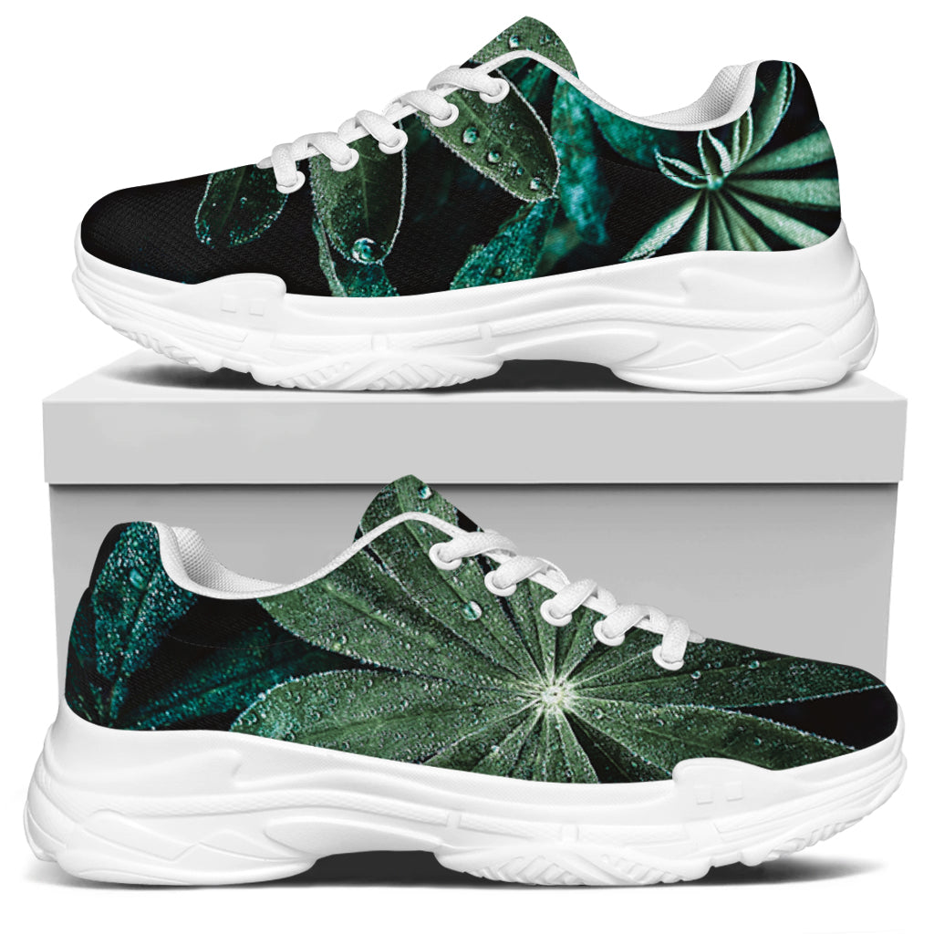 Fresh Tropical Leaf Print White Chunky Shoes