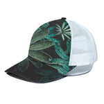 Fresh Tropical Leaf Print White Mesh Trucker Cap