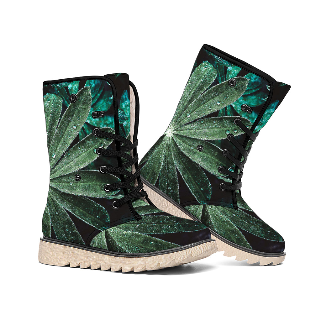 Fresh Tropical Leaf Print Winter Boots