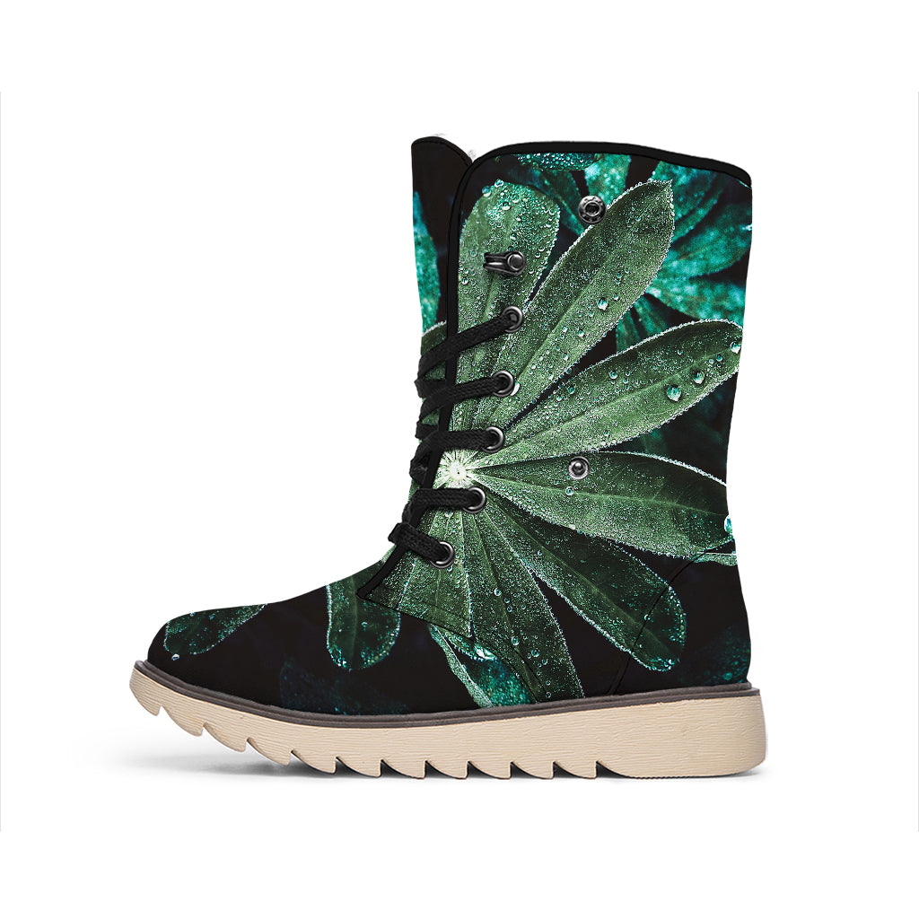 Fresh Tropical Leaf Print Winter Boots