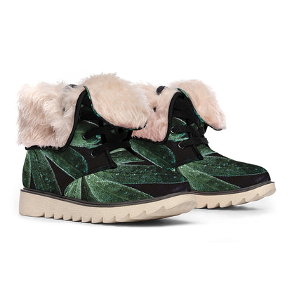 Fresh Tropical Leaf Print Winter Boots