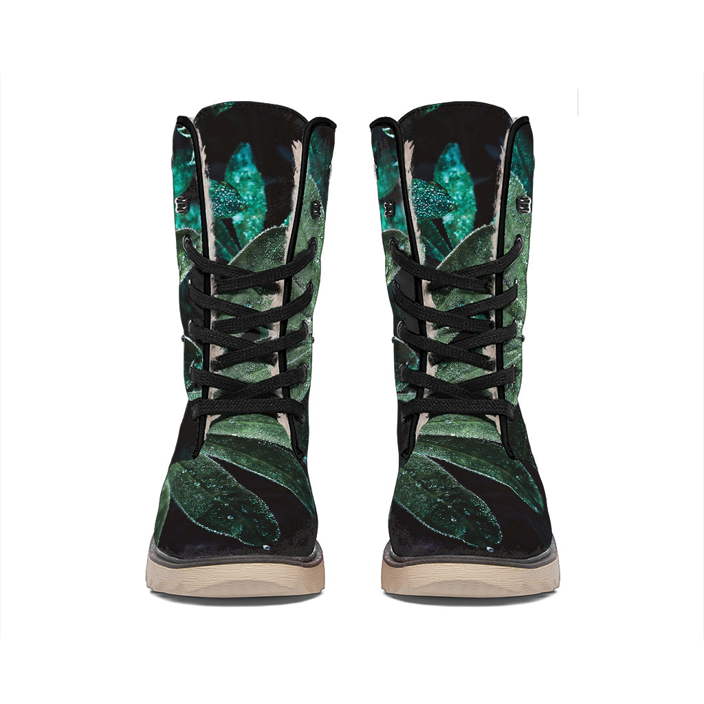 Fresh Tropical Leaf Print Winter Boots
