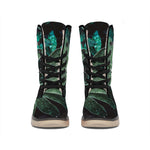 Fresh Tropical Leaf Print Winter Boots