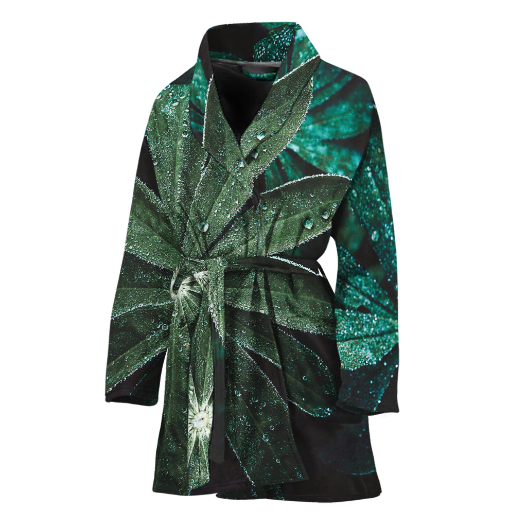 Fresh Tropical Leaf Print Women's Bathrobe