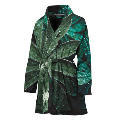 Fresh Tropical Leaf Print Women's Bathrobe