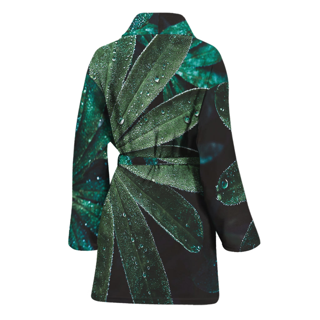 Fresh Tropical Leaf Print Women's Bathrobe