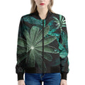 Fresh Tropical Leaf Print Women's Bomber Jacket