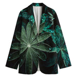 Fresh Tropical Leaf Print Women's Cotton Blazer