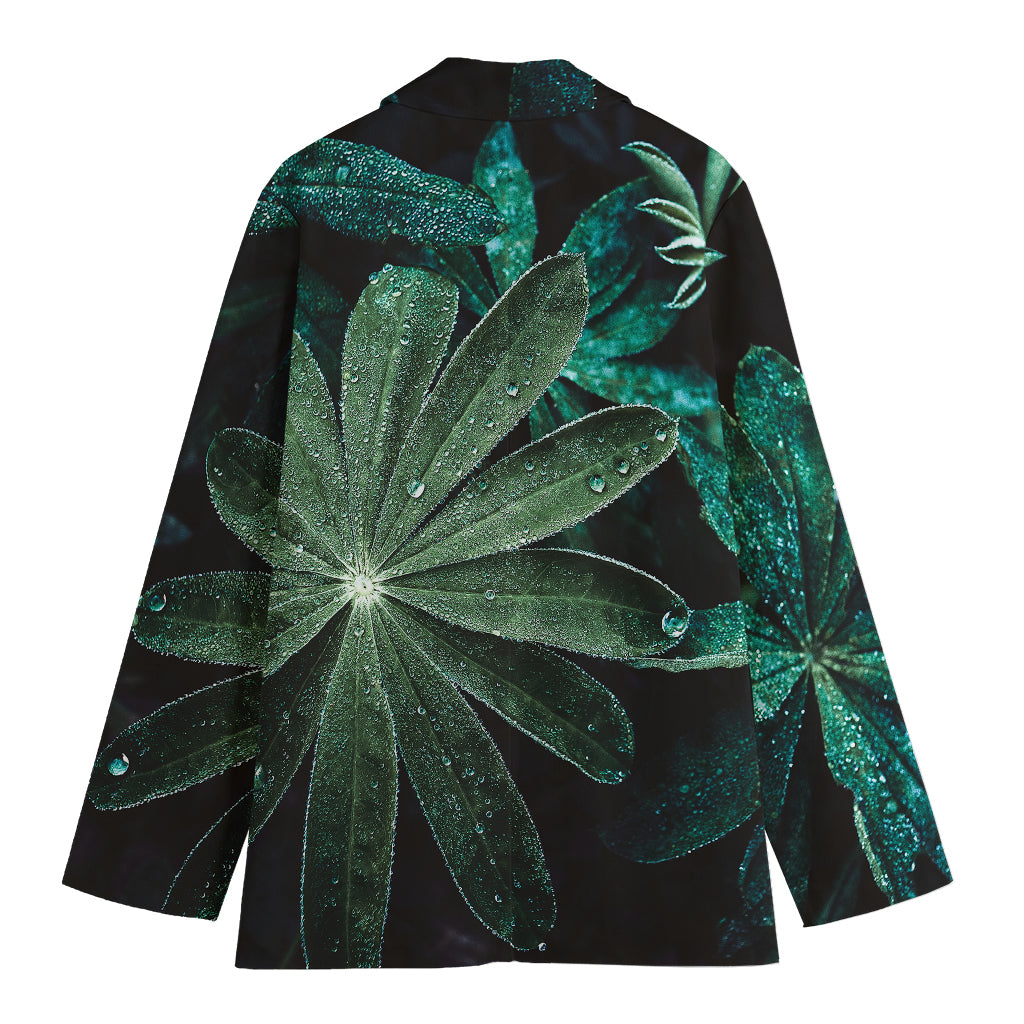 Fresh Tropical Leaf Print Women's Cotton Blazer