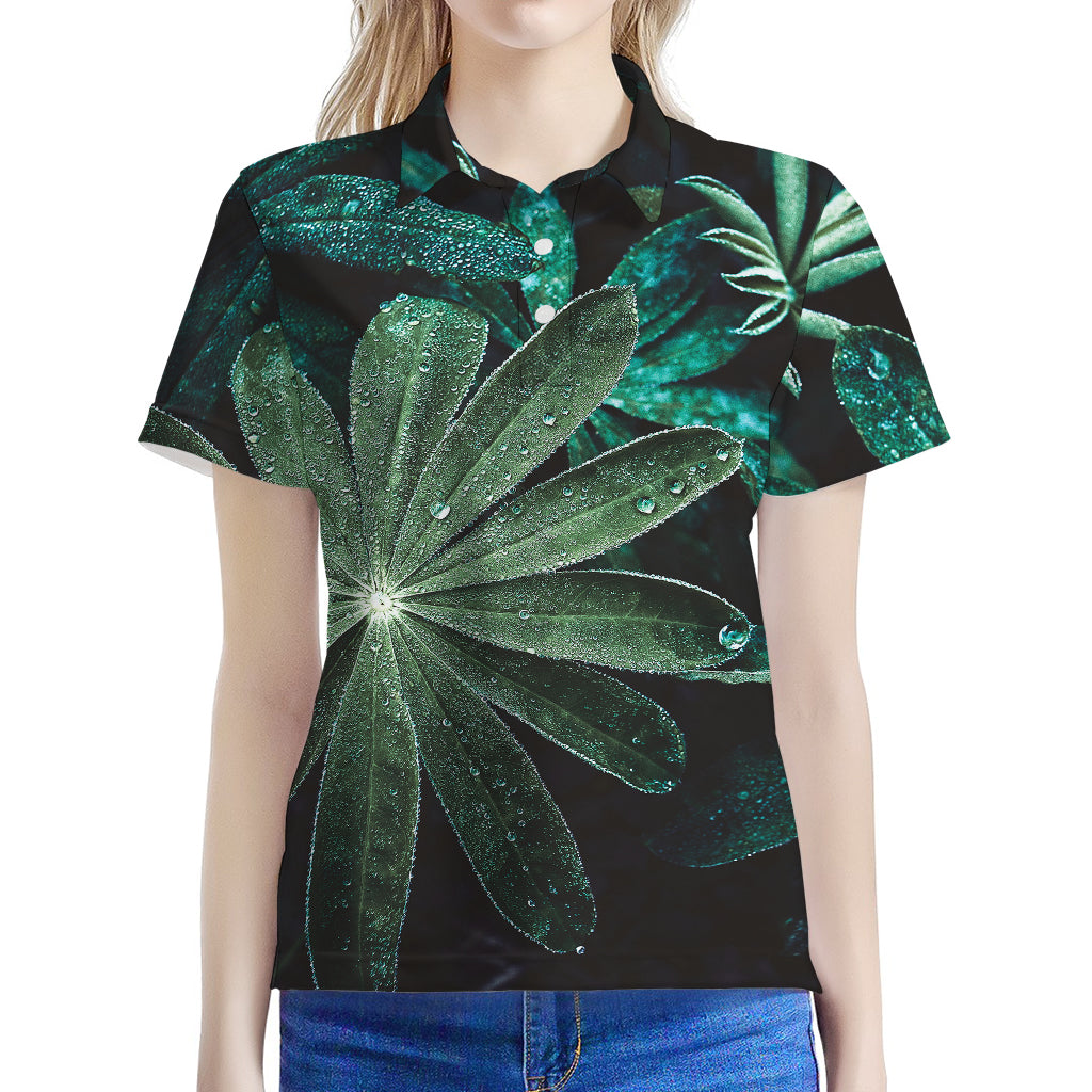 Fresh Tropical Leaf Print Women's Polo Shirt