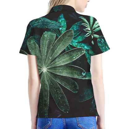 Fresh Tropical Leaf Print Women's Polo Shirt