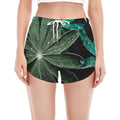 Fresh Tropical Leaf Print Women's Split Running Shorts
