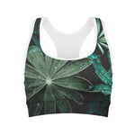 Fresh Tropical Leaf Print Women's Sports Bra