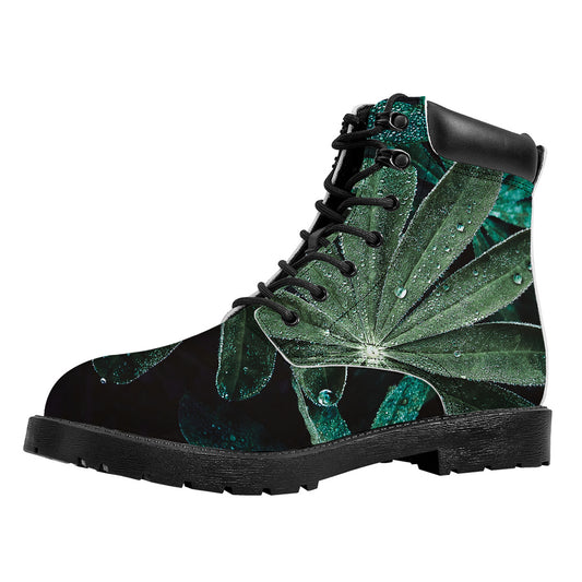 Fresh Tropical Leaf Print Work Boots
