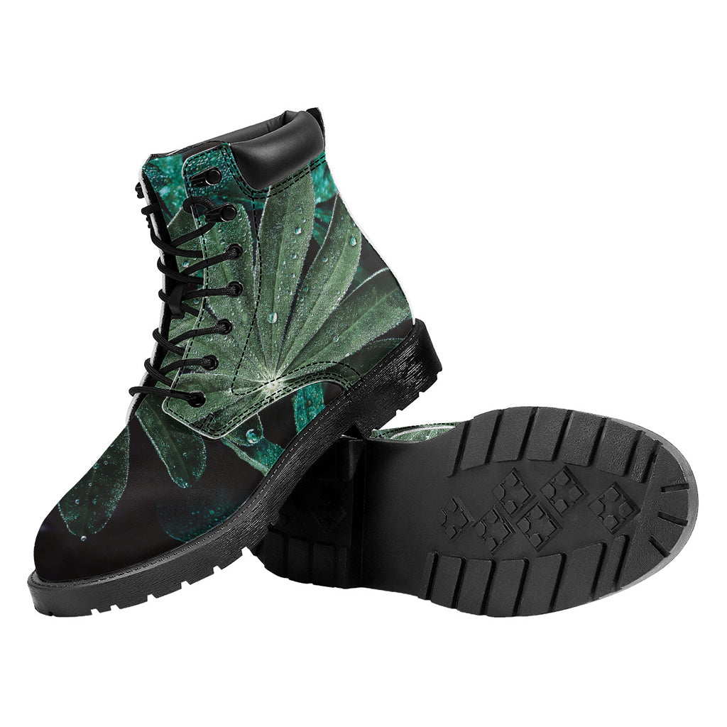 Fresh Tropical Leaf Print Work Boots