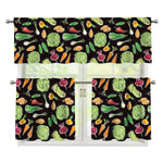 Fresh Vegetable Pattern Print 3 Piece Kitchen Curtains