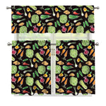Fresh Vegetable Pattern Print 3 Piece Kitchen Curtains