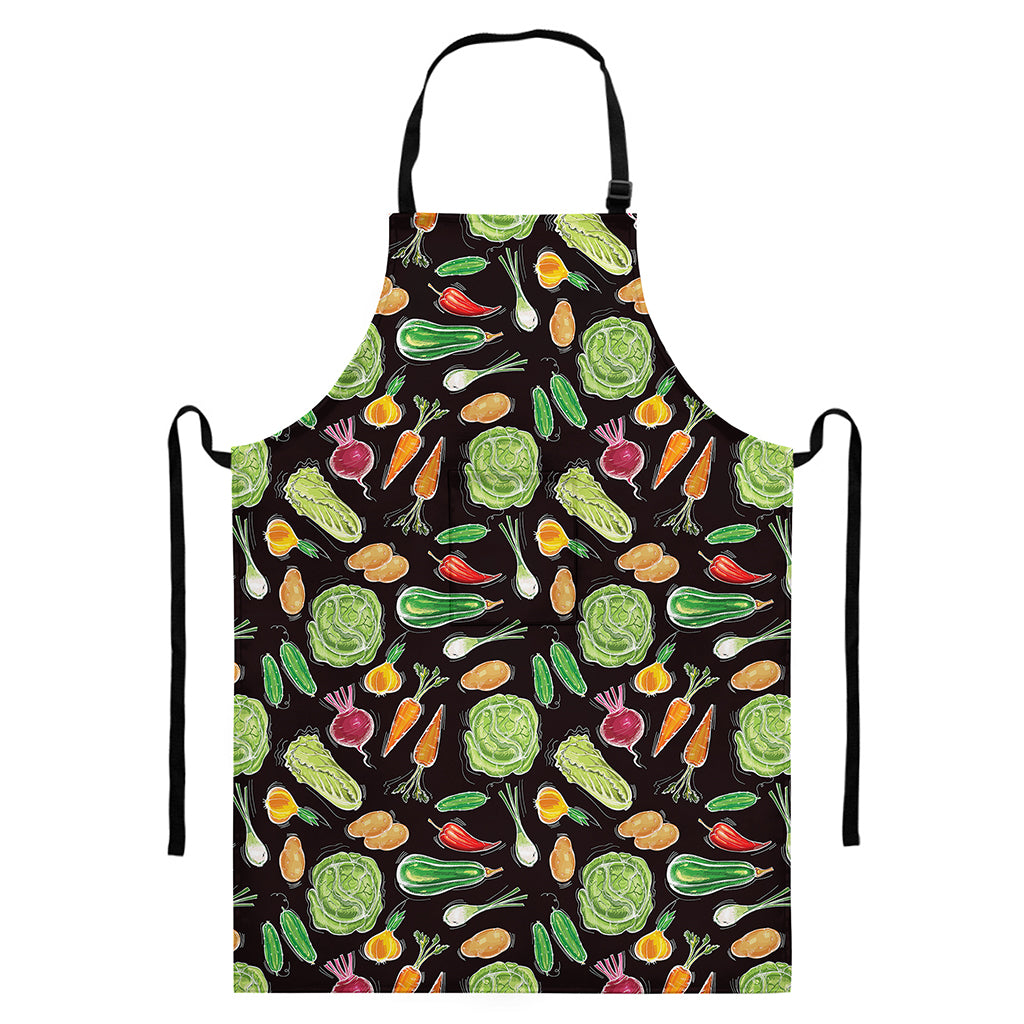 Fresh Vegetable Pattern Print Bib Apron With Pocket