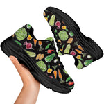 Fresh Vegetable Pattern Print Black Chunky Shoes