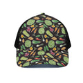 Fresh Vegetable Pattern Print Black Mesh Trucker Hat