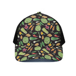 Fresh Vegetable Pattern Print Black Mesh Trucker Cap