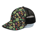 Fresh Vegetable Pattern Print Black Mesh Trucker Cap