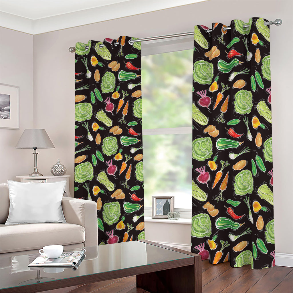 Fresh Vegetable Pattern Print Blackout Grommet Curtains