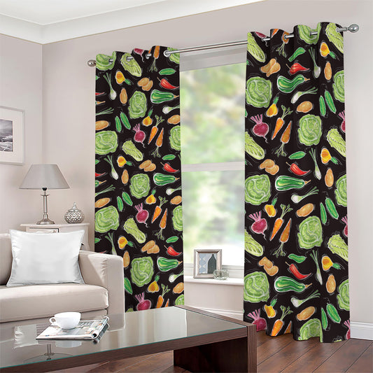 Fresh Vegetable Pattern Print Blackout Grommet Curtains