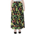 Fresh Vegetable Pattern Print Chiffon Maxi Skirt
