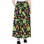 Fresh Vegetable Pattern Print Chiffon Maxi Skirt