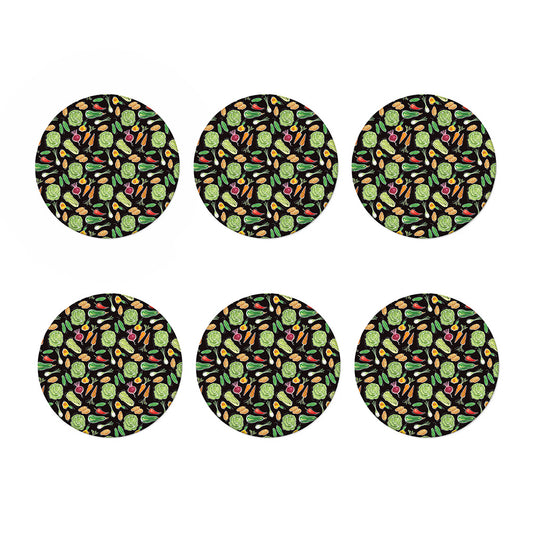 Fresh Vegetable Pattern Print Coaster Set