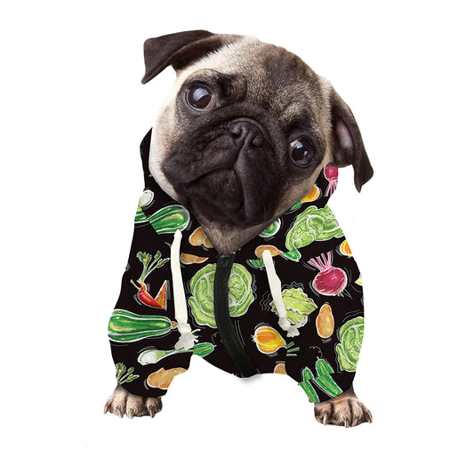 Fresh Vegetable Pattern Print Dog Zip Up Hoodie