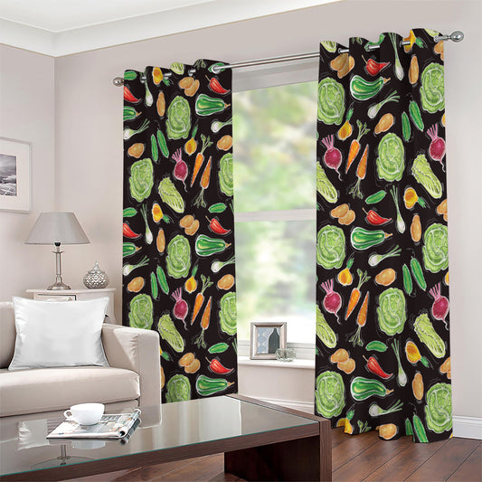 Fresh Vegetable Pattern Print Extra Wide Grommet Curtains