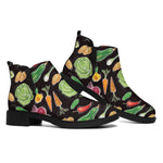 Fresh Vegetable Pattern Print Flat Ankle Boots