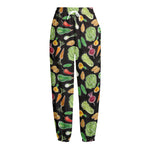 Fresh Vegetable Pattern Print Fleece Lined Knit Pants