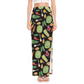 Fresh Vegetable Pattern Print High Slit Maxi Skirt