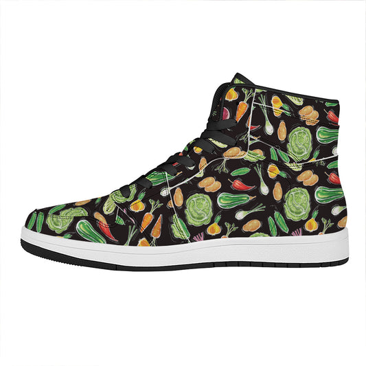 Fresh Vegetable Pattern Print High Top Leather Sneakers